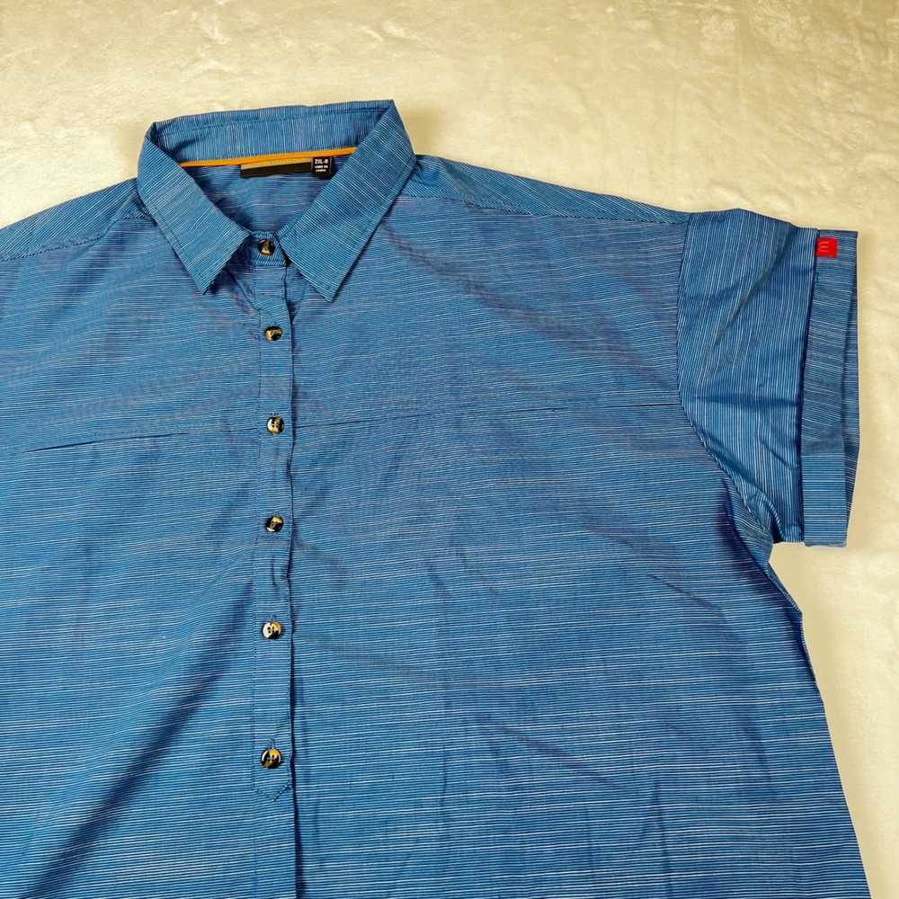 McDonalds Apparel Collection Mens 2XL-R Blue Micro Stripe Short Sleeve Shirt